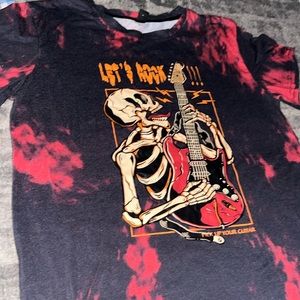 Red and Orange Tie Dye Skeleton Shirt